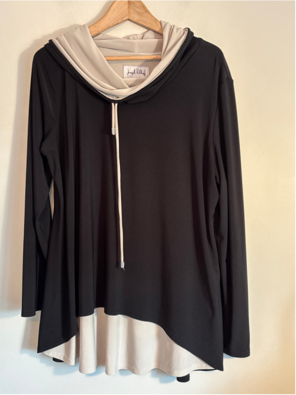 Joseph Ribkoff Two Tone Cowl Neck Tunic Top Asymmetrical Layered Size 18
